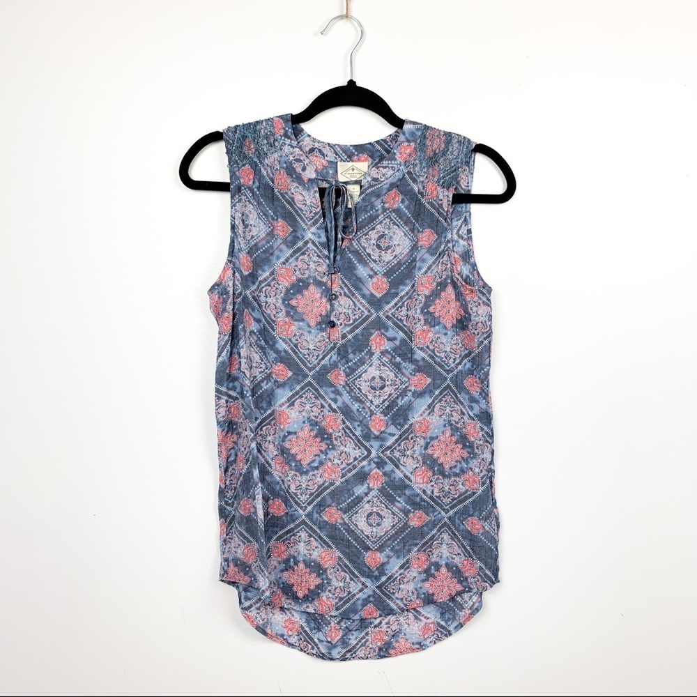 St. John’s Bay Blue & Red Patterned Summer Blouse